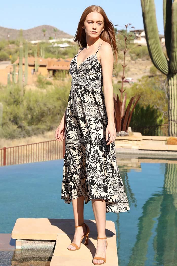 V Neck Printed Midi Dress Product Image