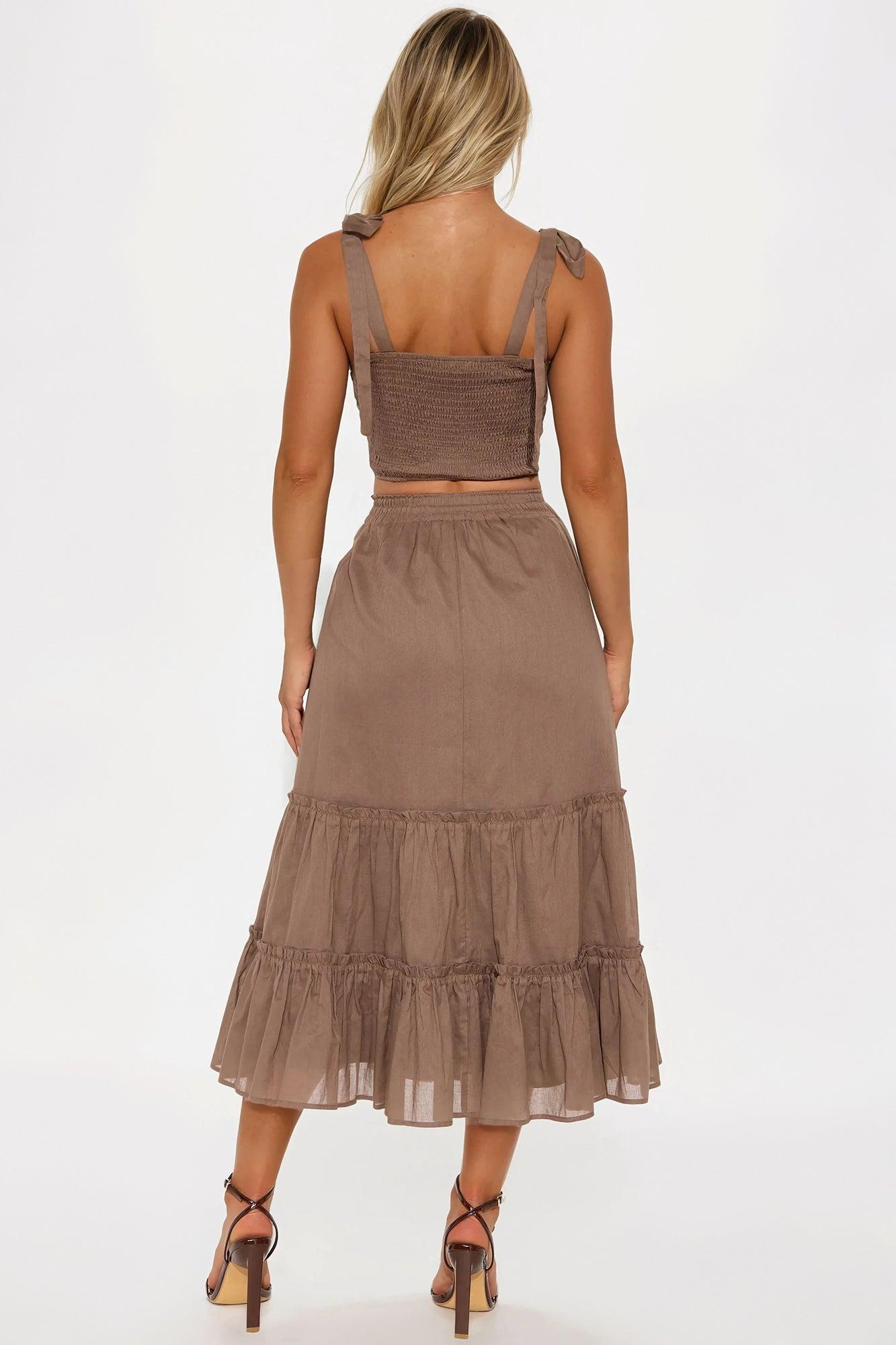 Walking In The Park Maxi Skirt Set - Brown Female Product Image
