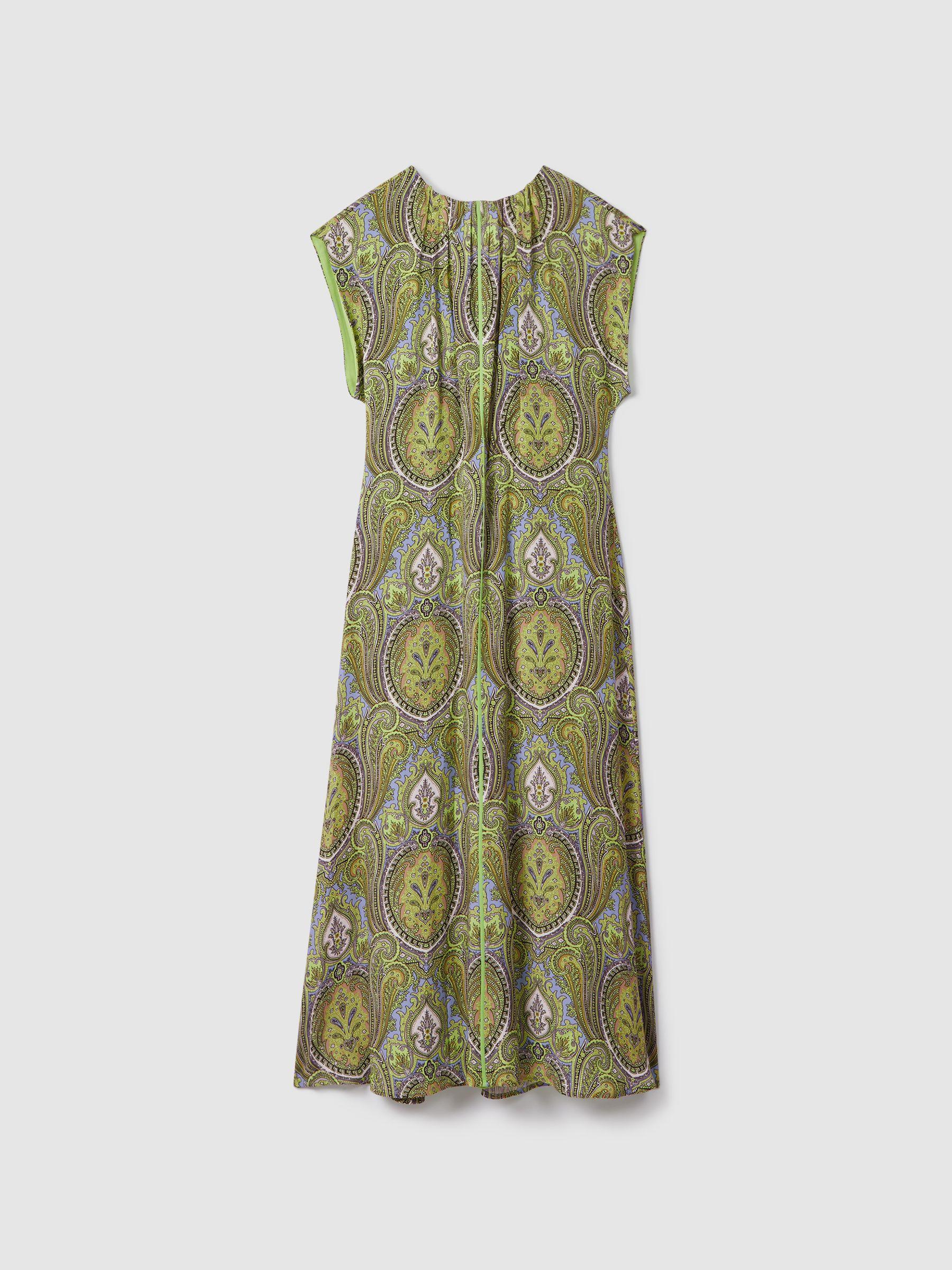 Florere Printed Tie Back Midi Dress in Lime/Green Product Image