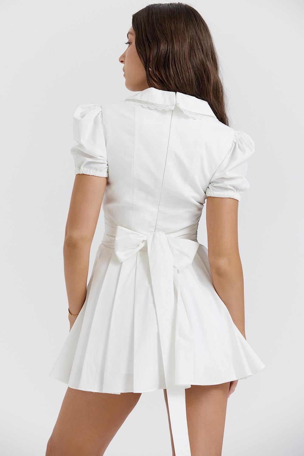 Piera  white pleated mini dress Product Image