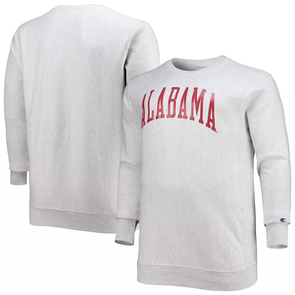 Men's Champion Heathered Gray Alabama Crimson Tide Big & Tall Reverse Weave Fleece Crewneck Pullover Sweatshirt, Size: 2XB, Grey Product Image