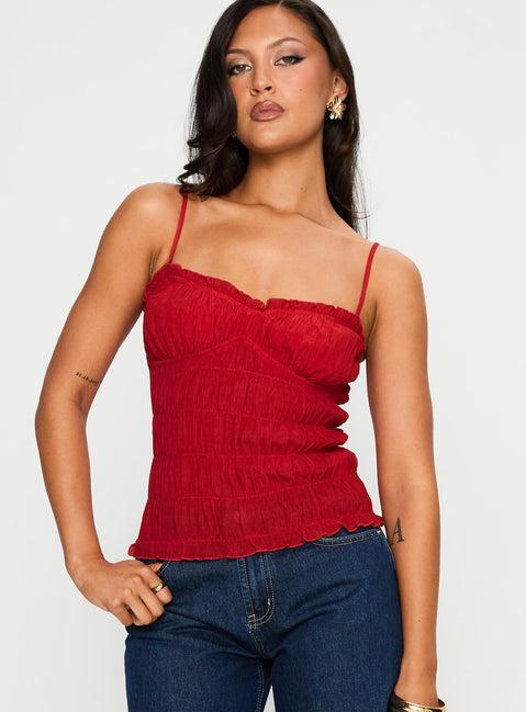 Money Maker Ruched Cami Top Red Product Image