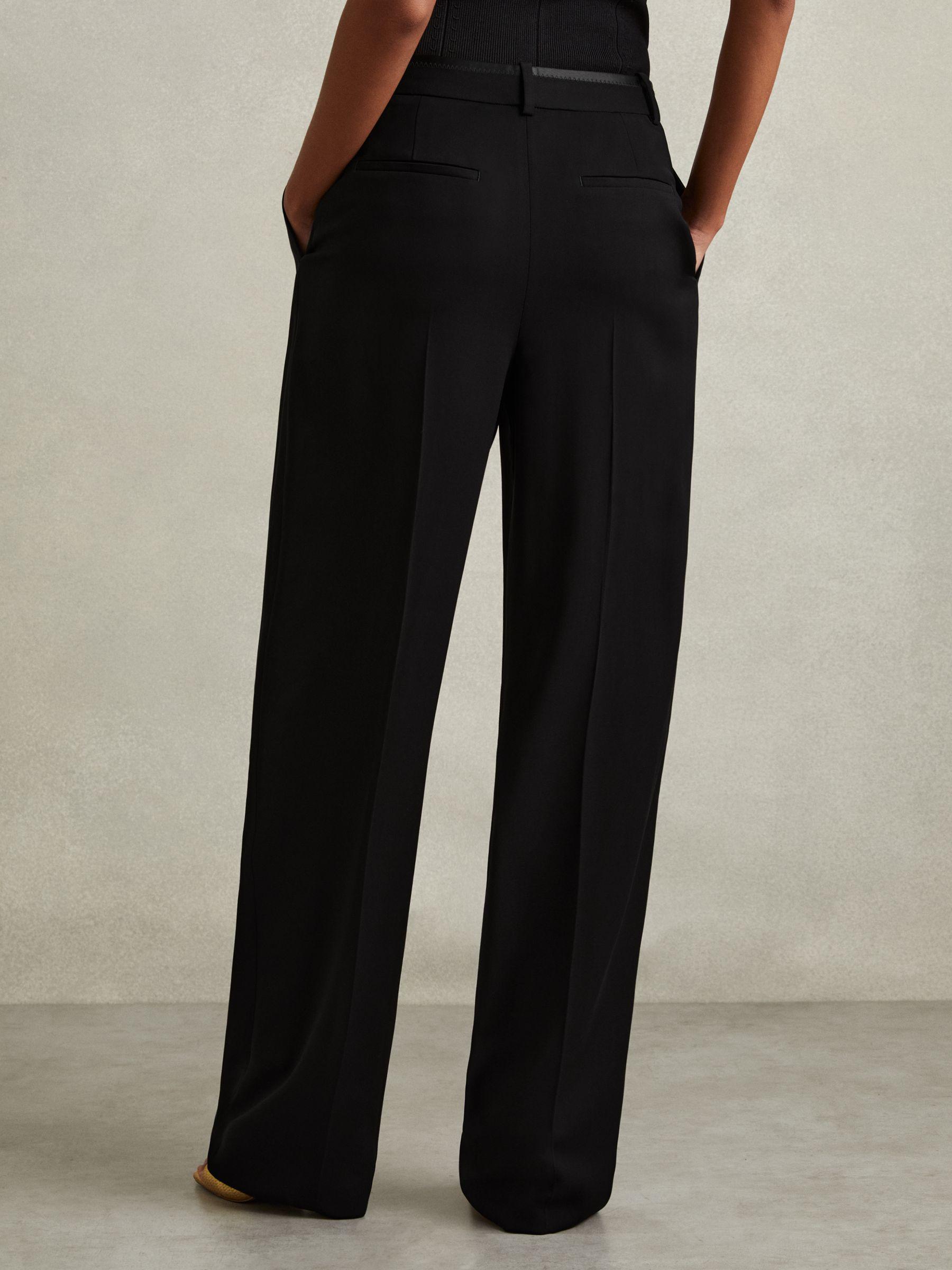 Double Pleat Wide Leg Tux Trousers in Black Product Image