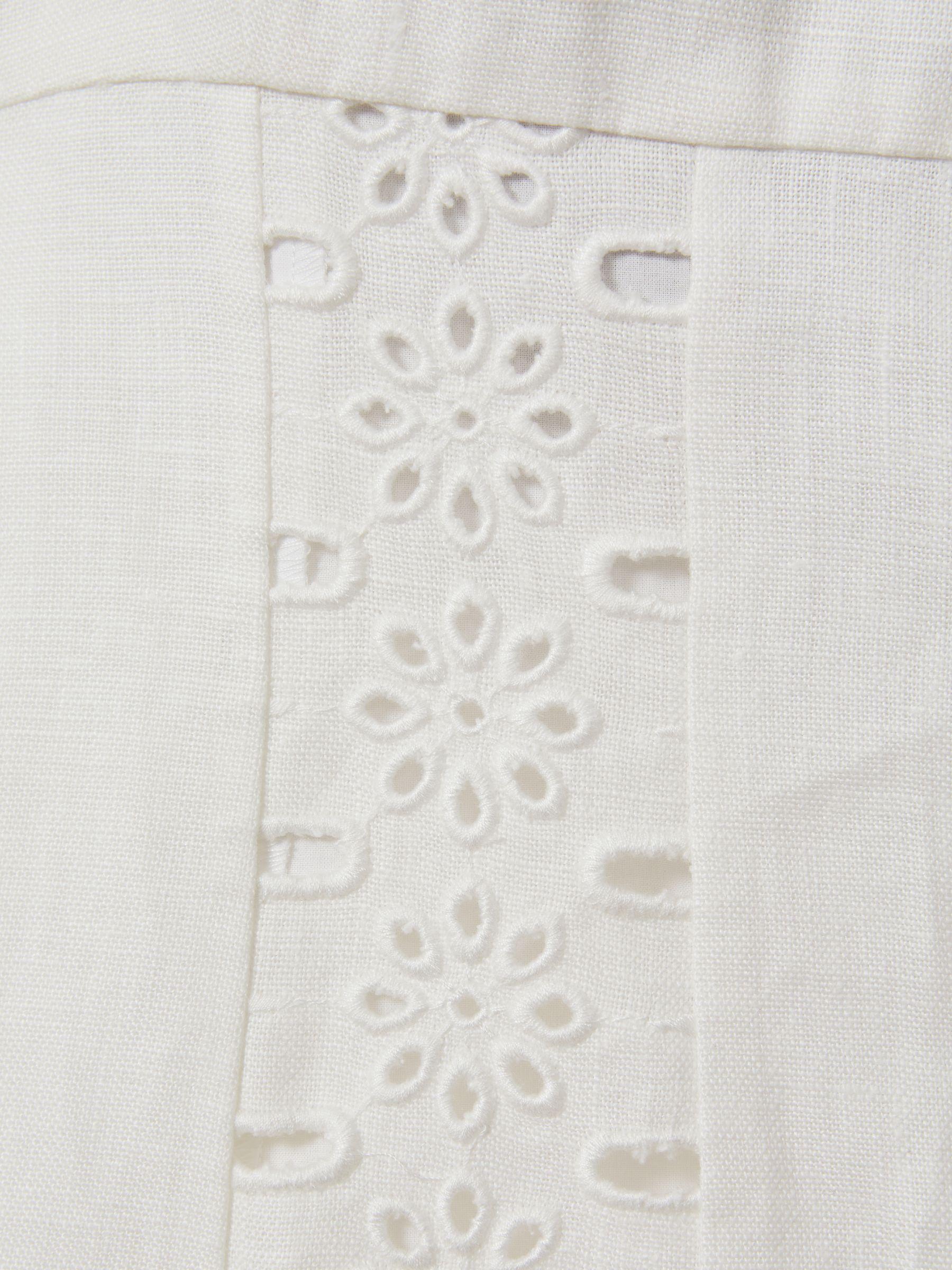 Linen Broderie Midi Dress in Ivory Product Image