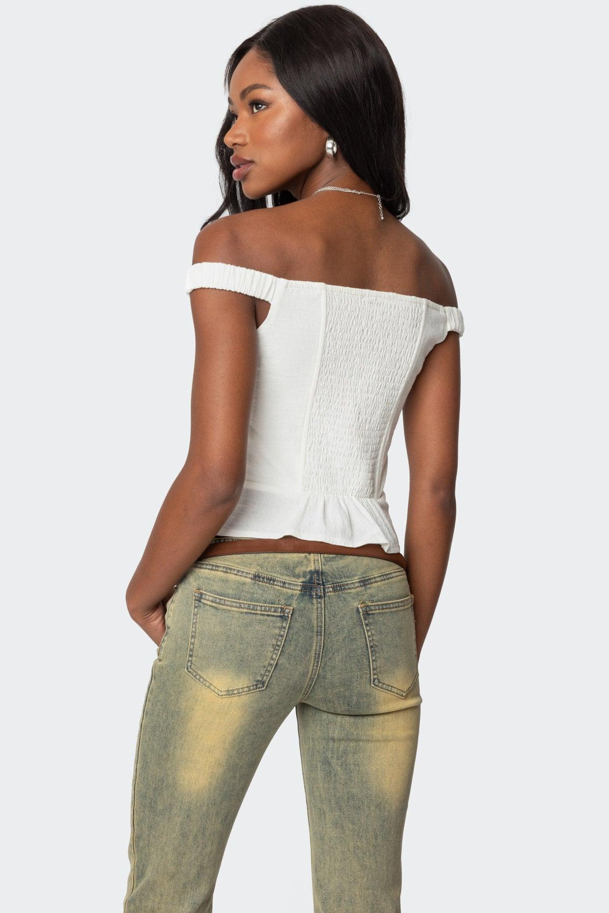 Ali Linen Look Off Shoulder Top Product Image
