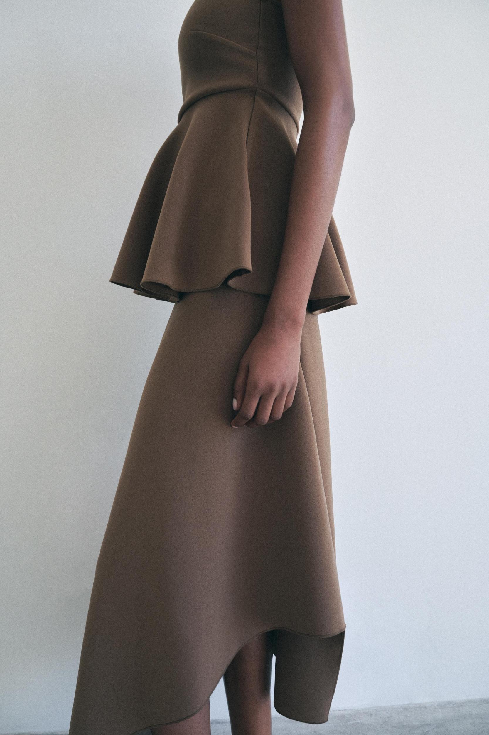 ASYMMETRICAL CREPE MIDI SKIRT Product Image