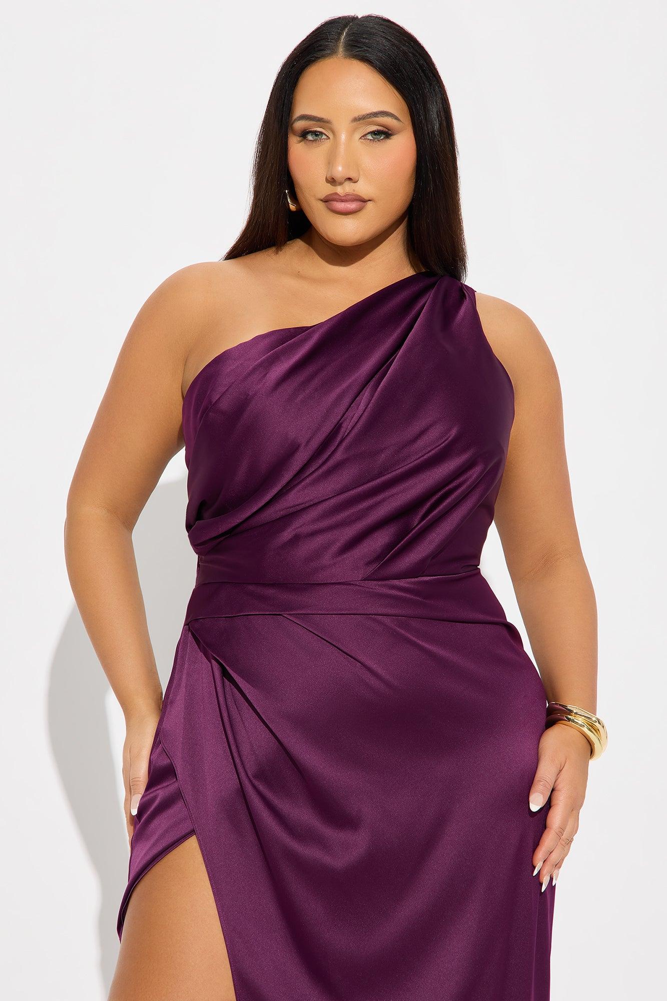 Gracie Satin Maxi Dress - Plum Female Product Image