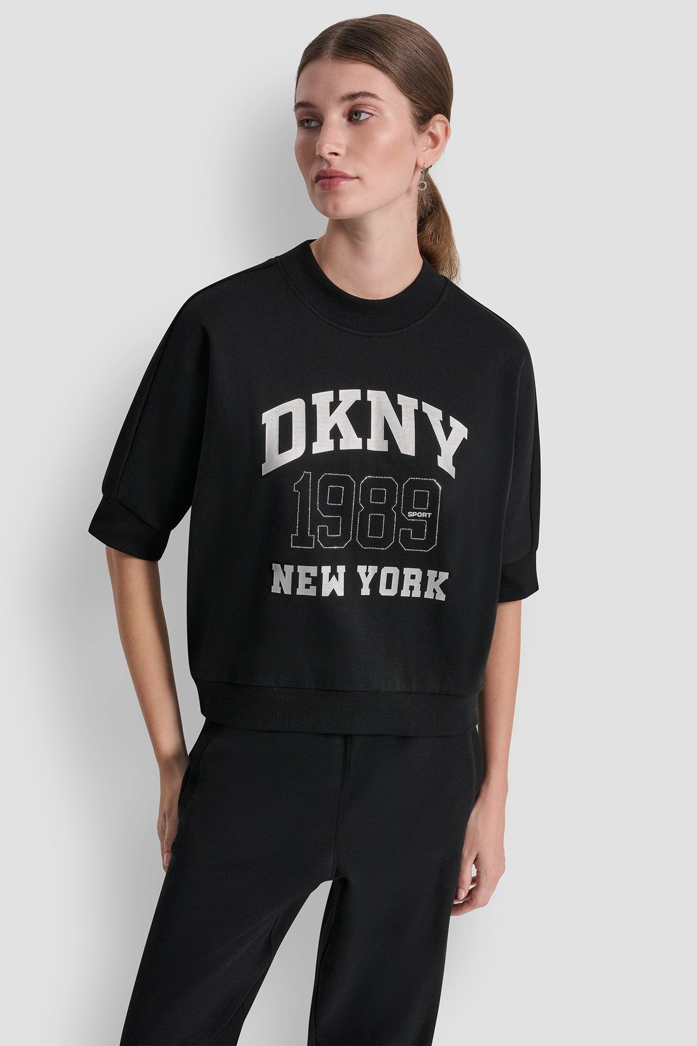 COTTON-BLEND TERRY SHORT SLEEVE LOGO HIGH-LOW TEE Product Image