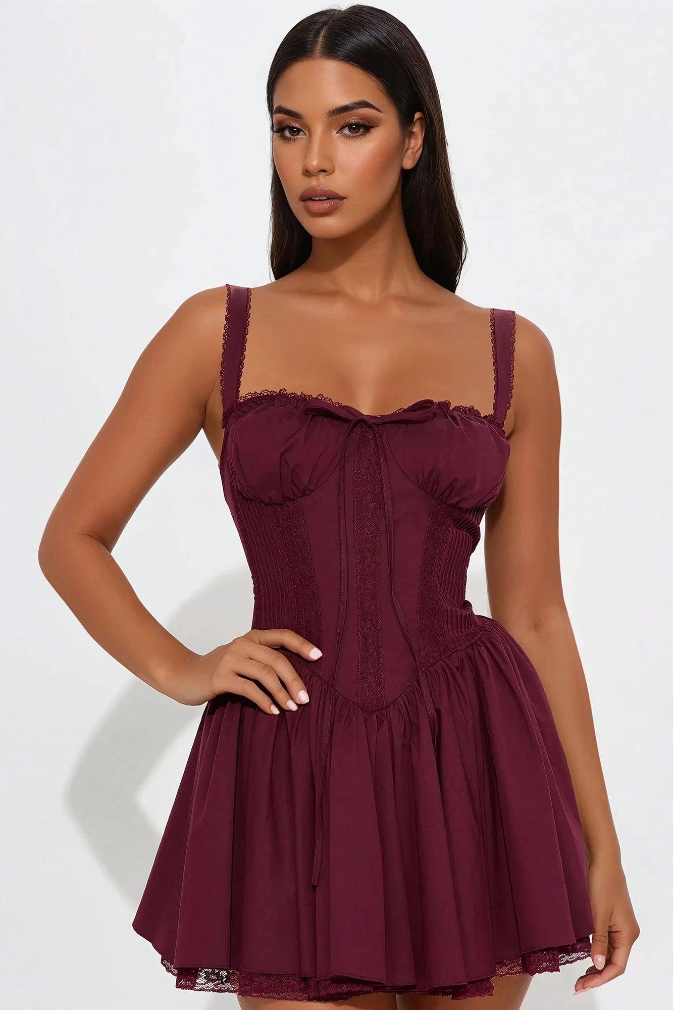 Lovely View Corset Mini Dress - Chocolate Product Image