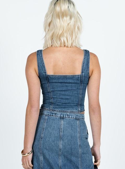 After Hours Corset Top Denim Product Image
