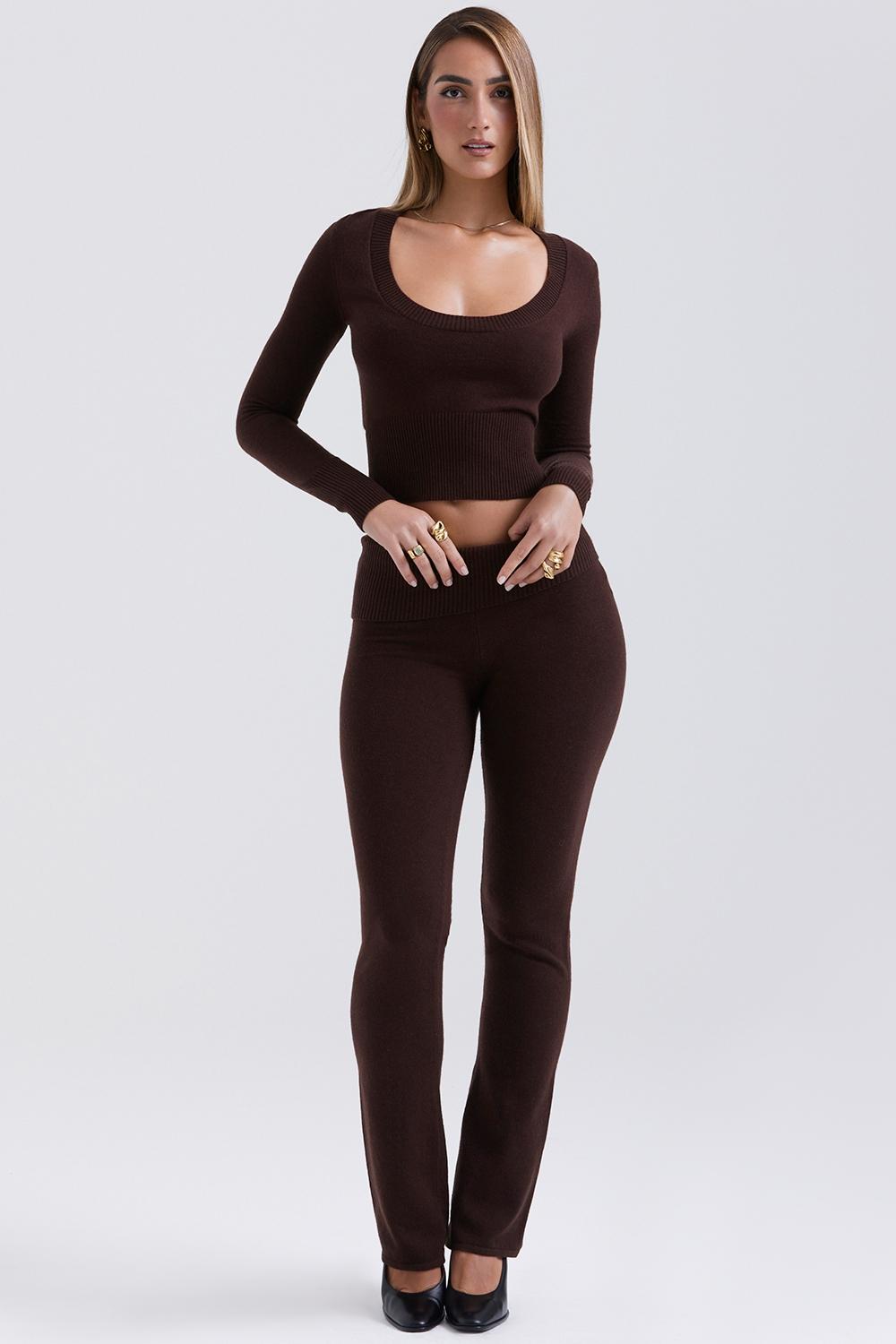Ama  chocolate cashmere blend trousers - sale Product Image