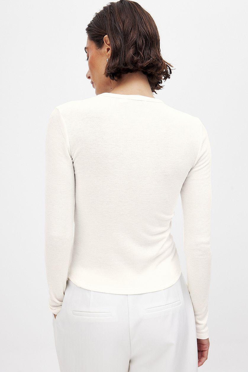 Ribbed Long Sleeved Round Neck Top Product Image