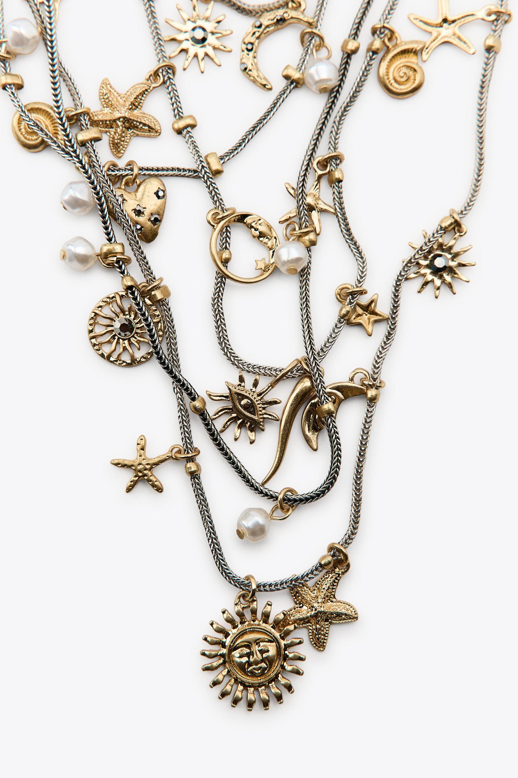 SEA CHARM MULTI-STRAND METAL NECKLACE Product Image