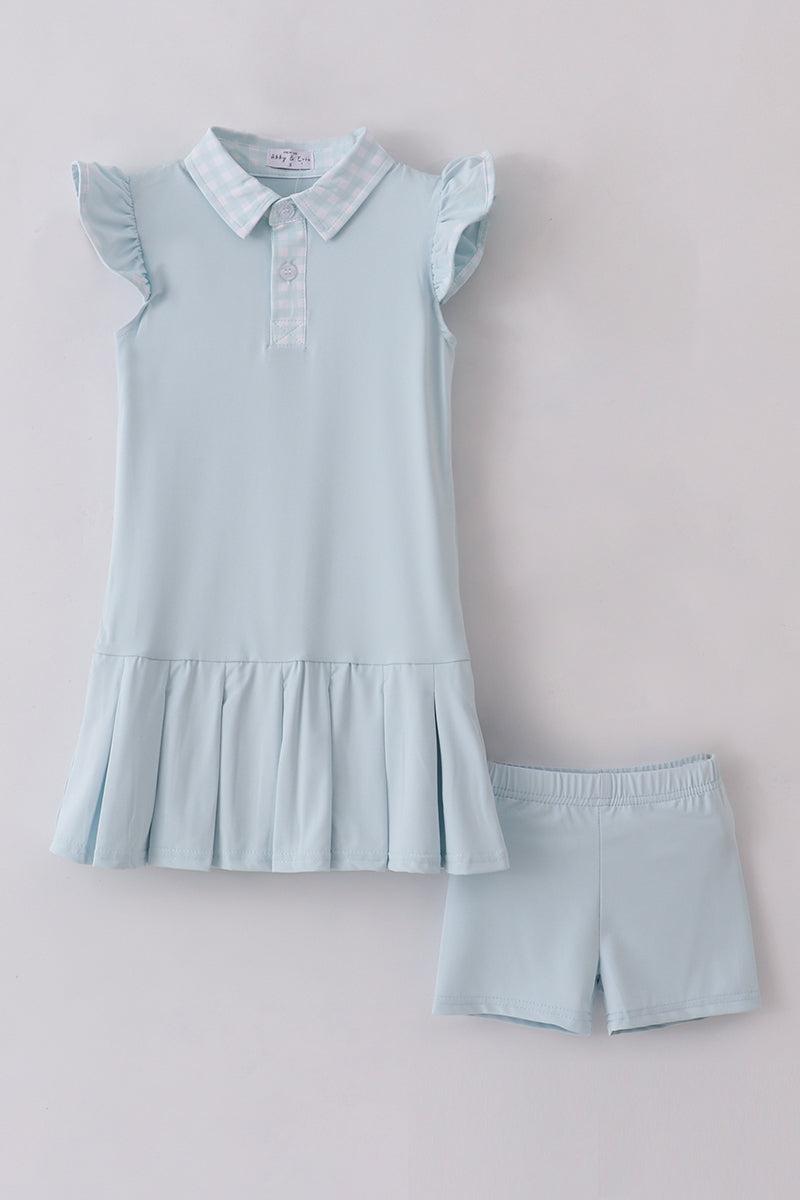 Blue active ruffle dress set Product Image