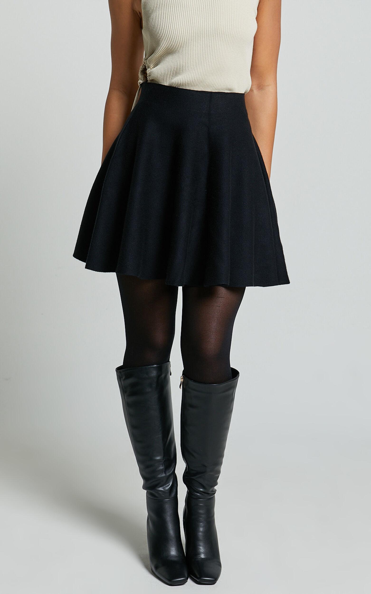 Farrah Mini Skirt - High Waisted A Line Skirt in Black Product Image