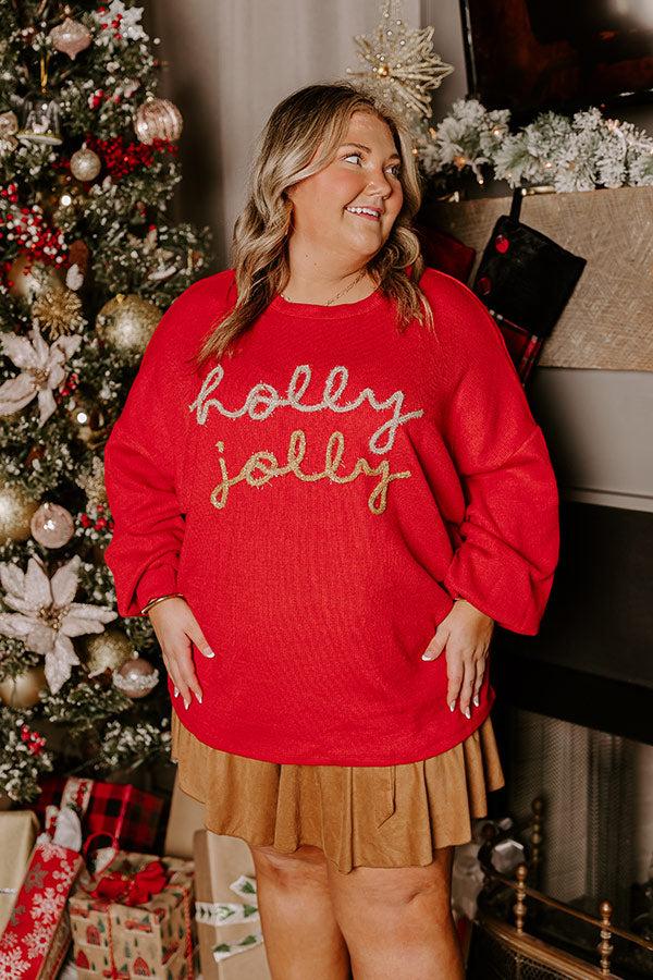 Holly Jolly Vibe Tinsel Knit Top Curves Product Image