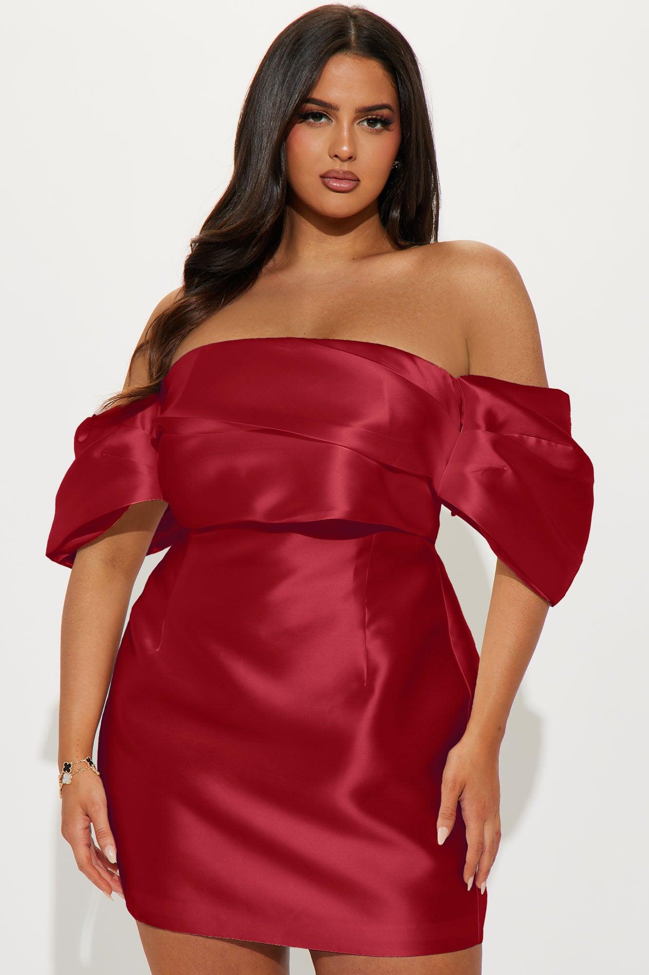 Allison Taffeta Mini Dress - Red Product Image