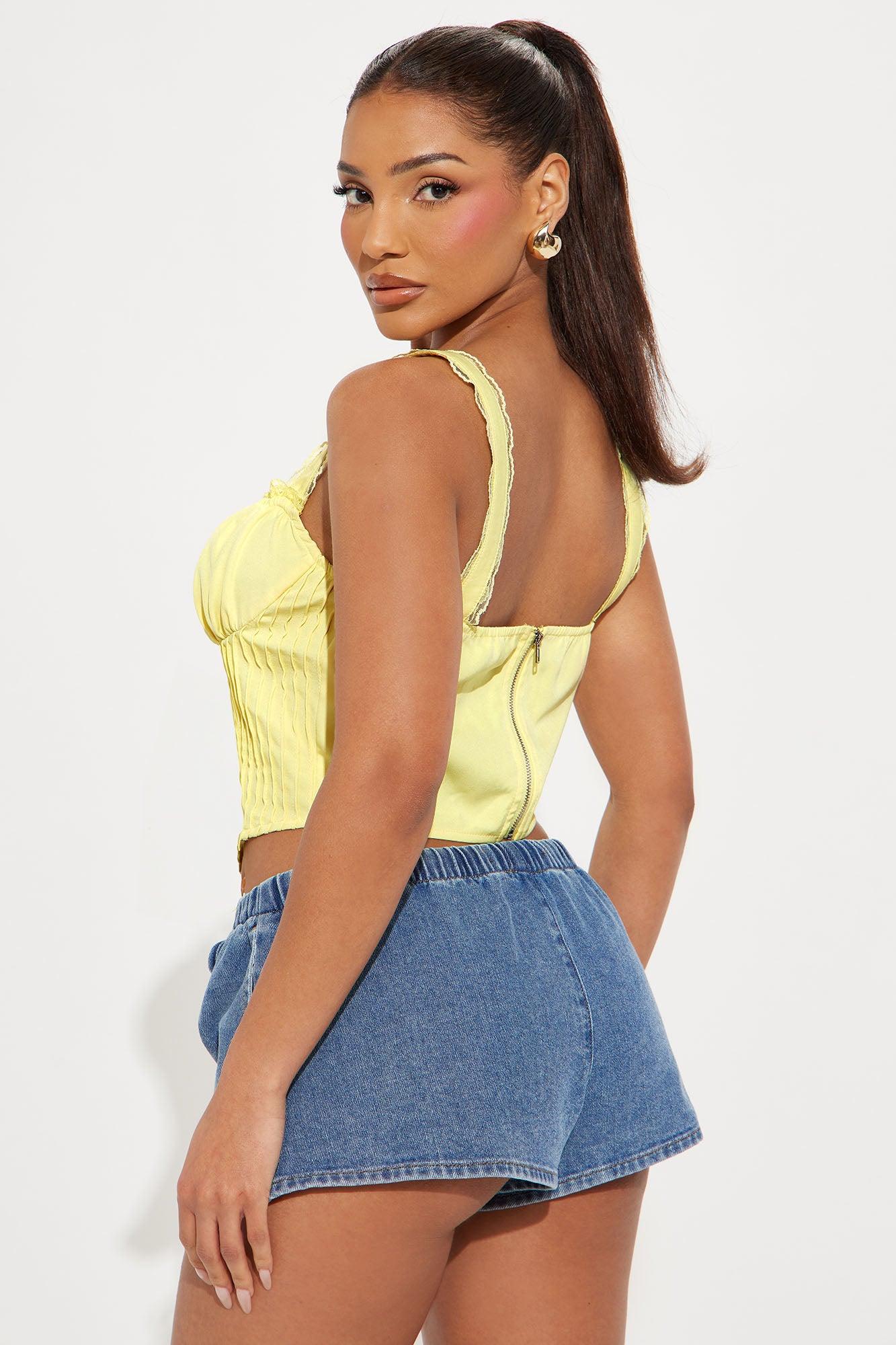 Feelin' Girly Corset Top - Yellow Product Image