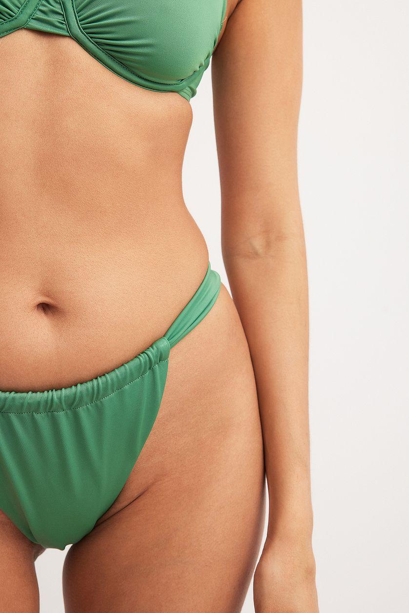 Shiny High Cut Draped Bikini Panty Product Image