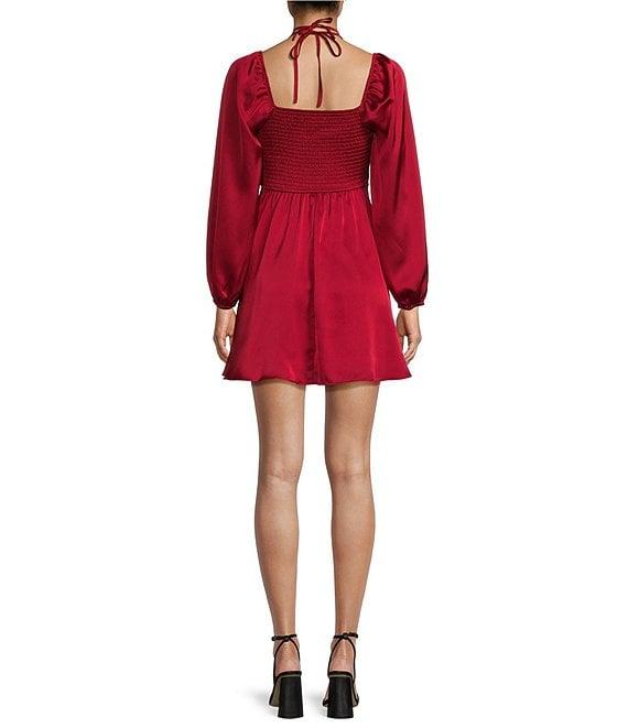 Allison & Kelly Halter Neck Bustier Corset Long Sleeve Tie Back Dress Product Image