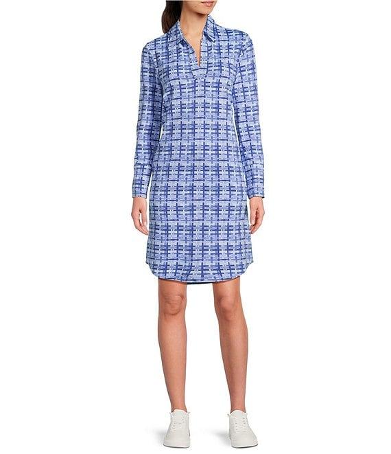 J.McLaughlin Charlee Knit Catalina Cloth Split V-Neck Long Sleeve Dress Product Image