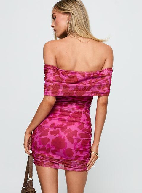 Hotseat Off The Shoulder Mini Dress Pink Product Image