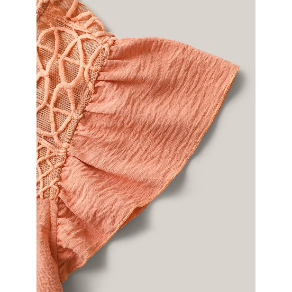 Plus Size Textured Cut-Out Neck Pockets Maxi Dress Coral Women Round Neck Cap Sleeve Curvy BloomChic 26/4X Product Image