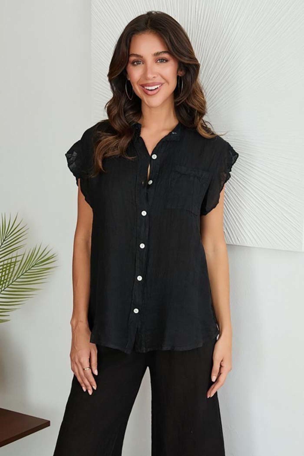 Chest Pocket Linen Top Product Image