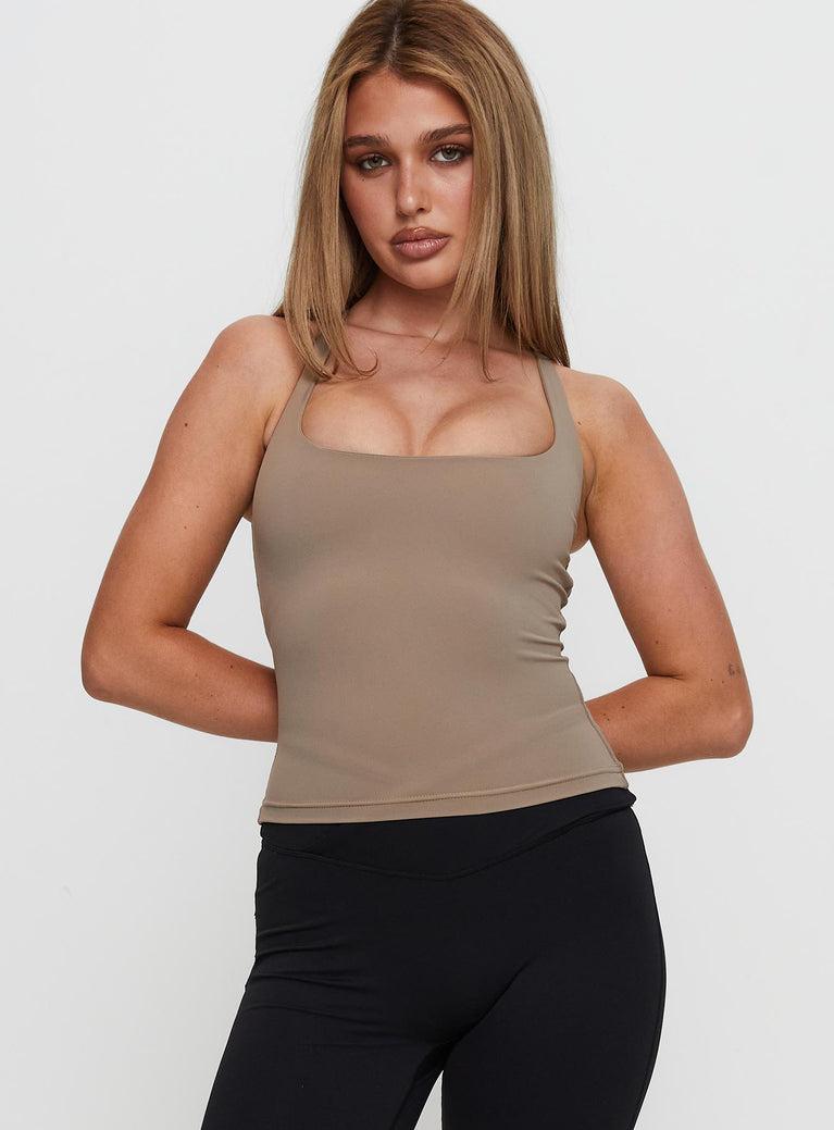 Layup Active Longline Cross Back Top Taupe Product Image