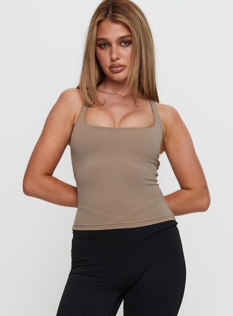 Layup Active Longline Cross Back Top Taupe Product Image