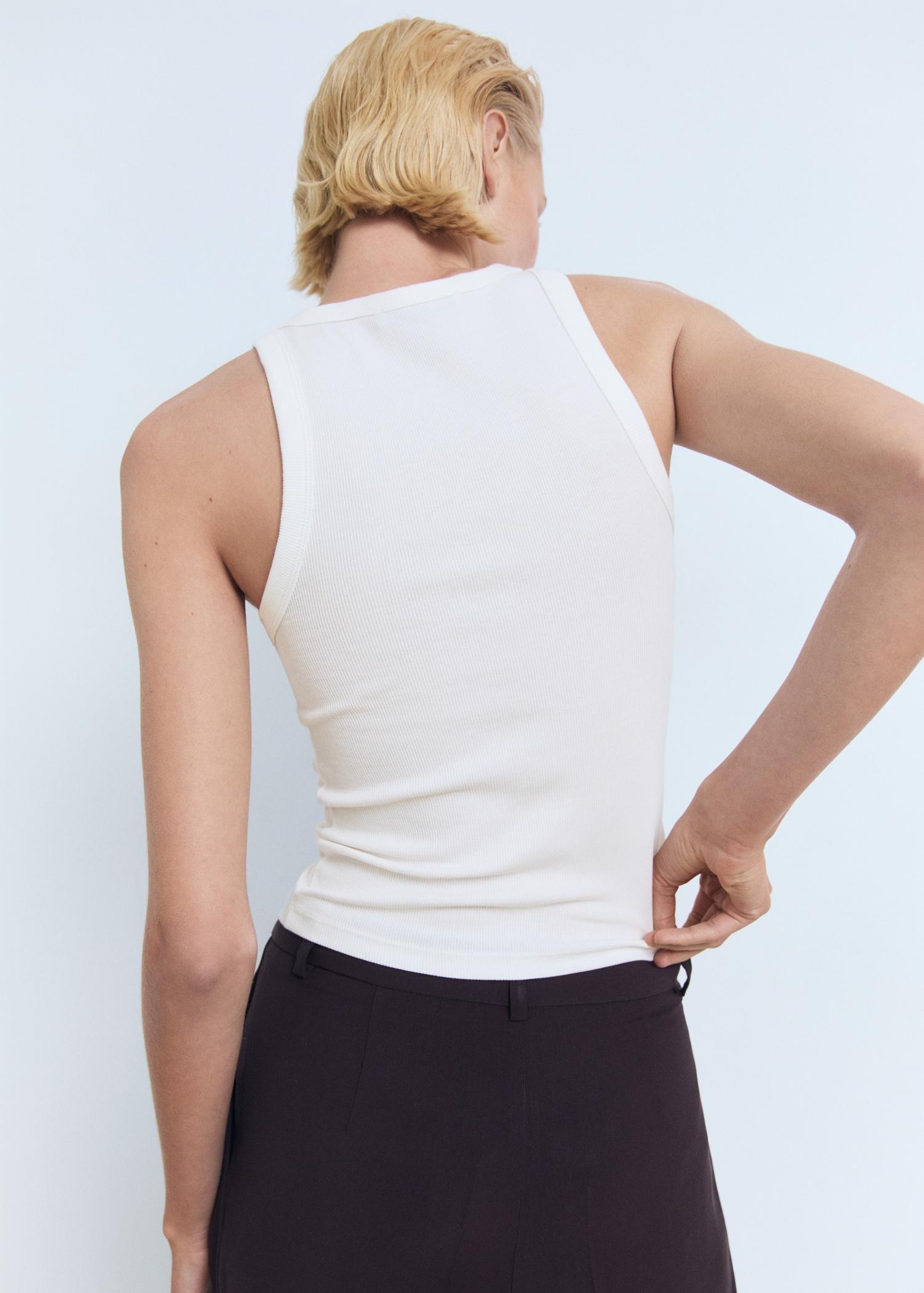 Ribbed cotton-blend top - Women | MANGO USA Product Image