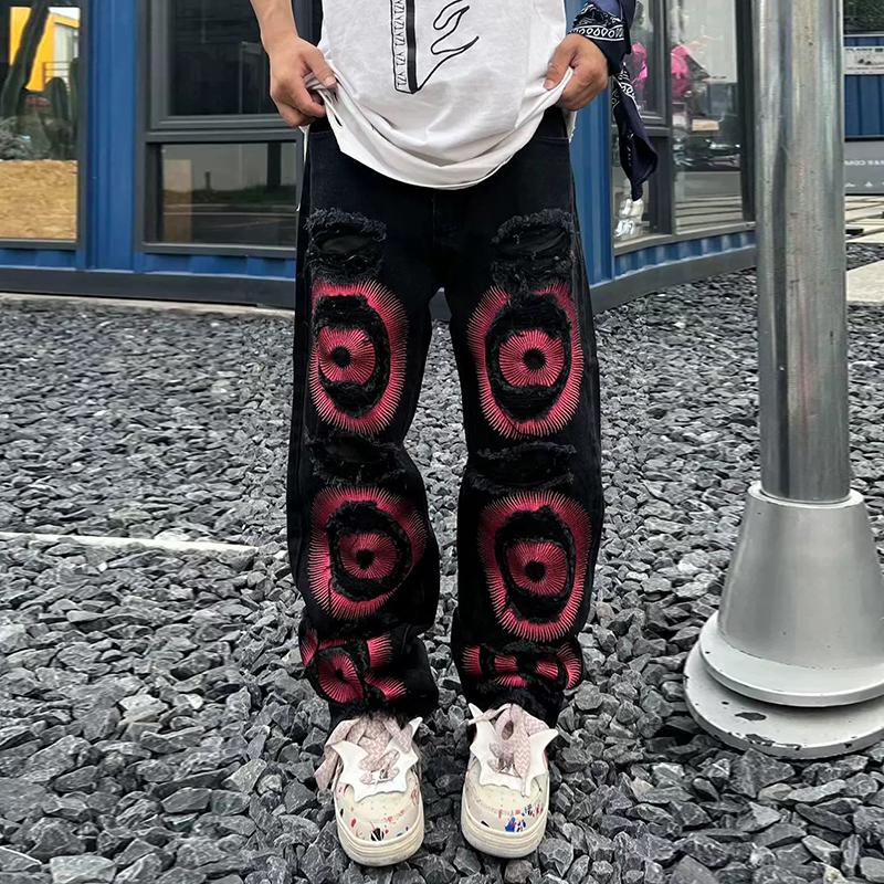 Sopula Unisex Men's Street Embroidered Jeans Product Image