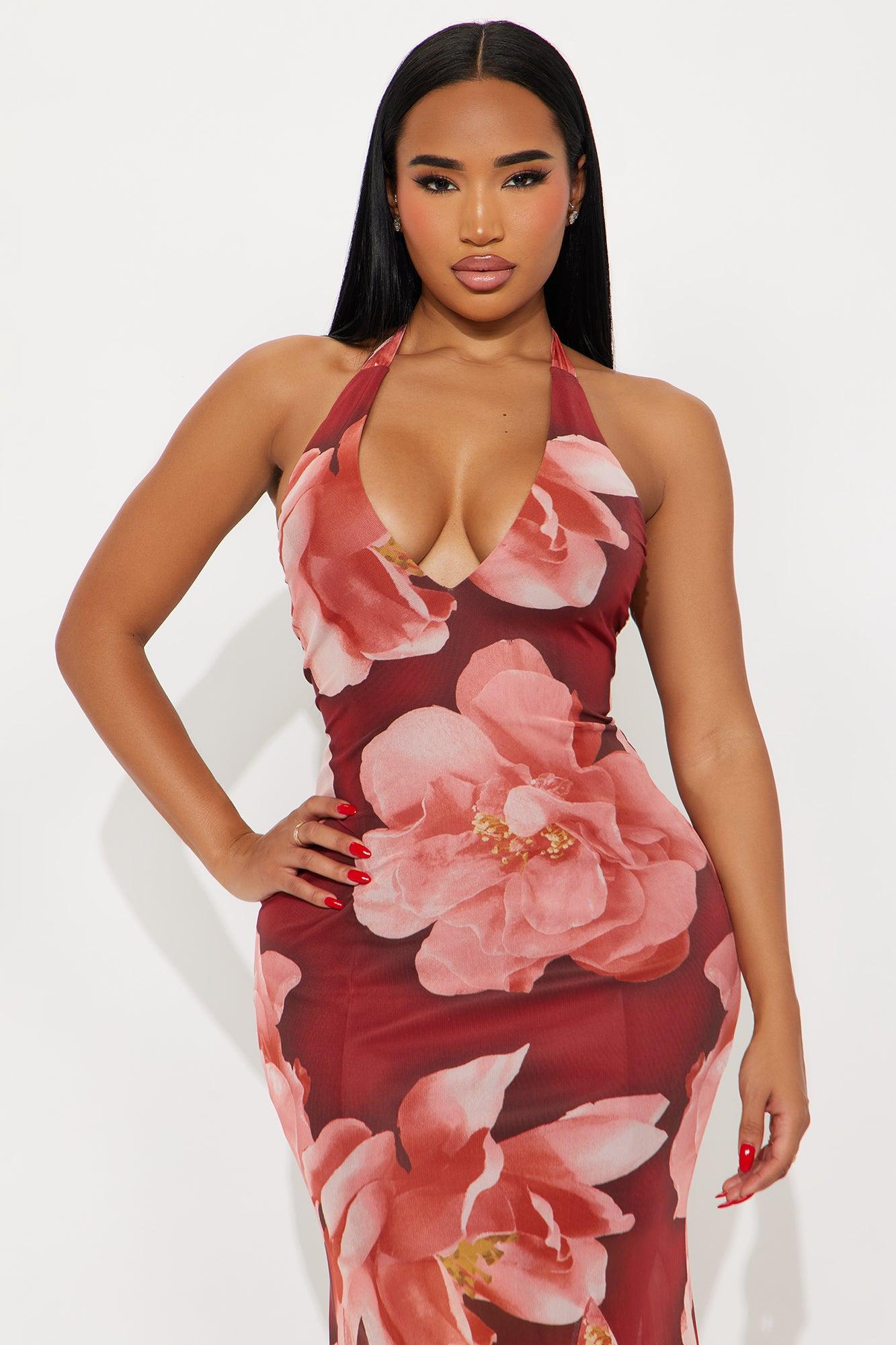 Isn't She Lovely Halter Maxi Dress - Wine/combo Female Product Image