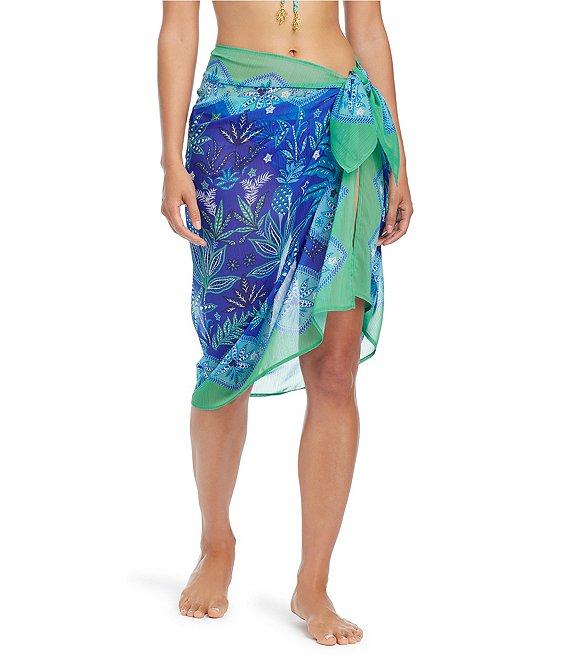 Bleu Rod Beattie Dessert Bloom Floral Chiffon Tie Side Pareo Swim Cover-Up Product Image