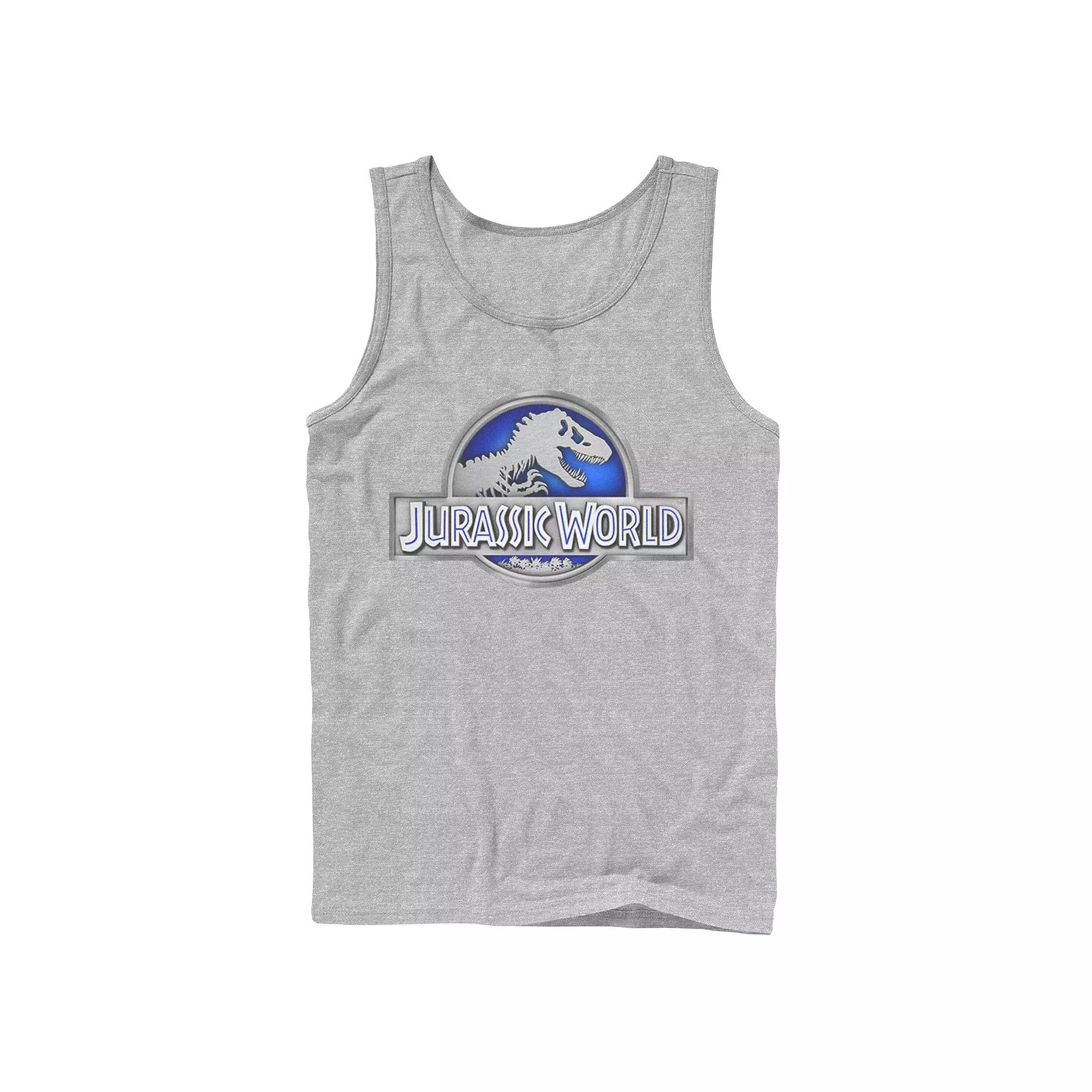 Men's Jurassic World Classic Blue Glow Fossil Logo Graphic Tank Top,  Product Image