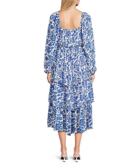 C&V Chelsea & Violet Floral Print Embroidered Long Sleeve Dress Product Image