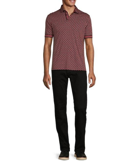 Murano Liquid Luxury Slim Fit Geo Pattern Short Sleeve Polo Shirt Product Image