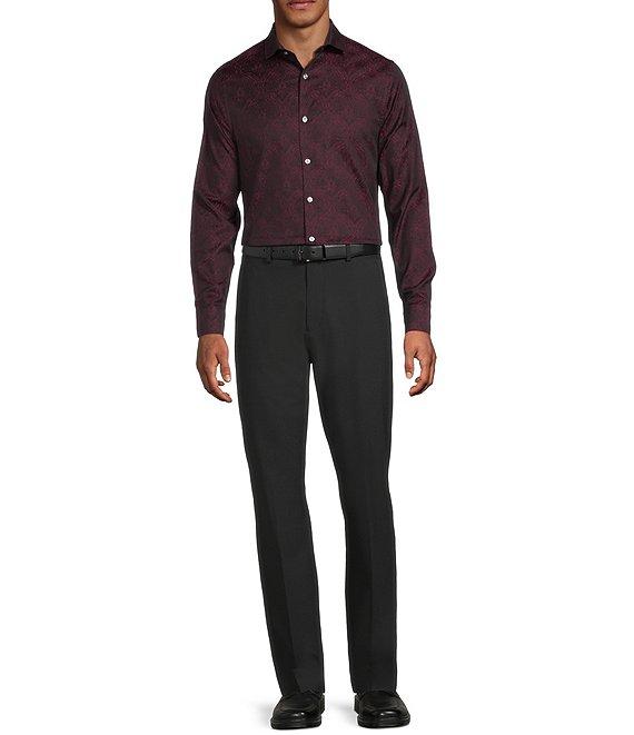 Murano Slim Fit Sating Jacquard Long Sleeve Woven Shirt Product Image