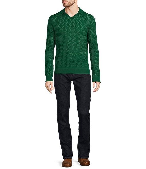 Murano Prehistoric Prep Collection Solid Textured Johnny Sweater Polo Shirt Product Image