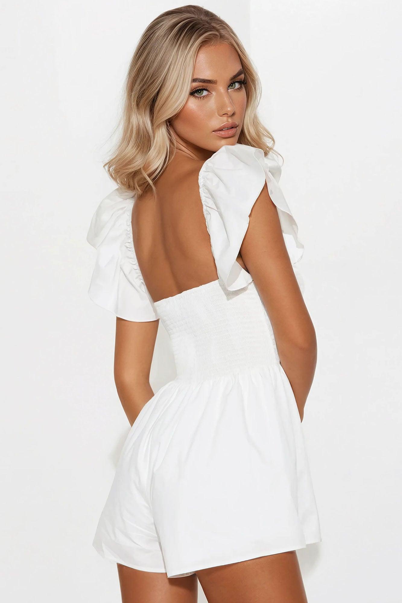 Marcia Poplin Romper - White Product Image