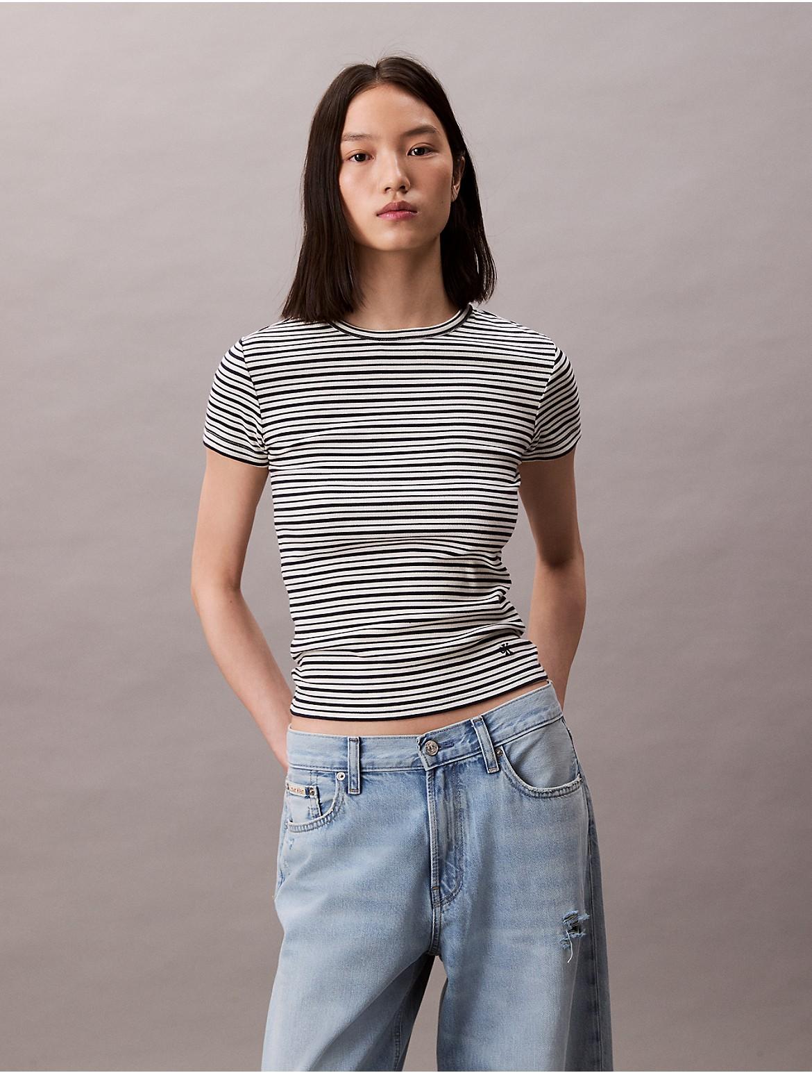 Calvin Klein Womens Cotton Contour Rib T-Shirt - Brown Product Image