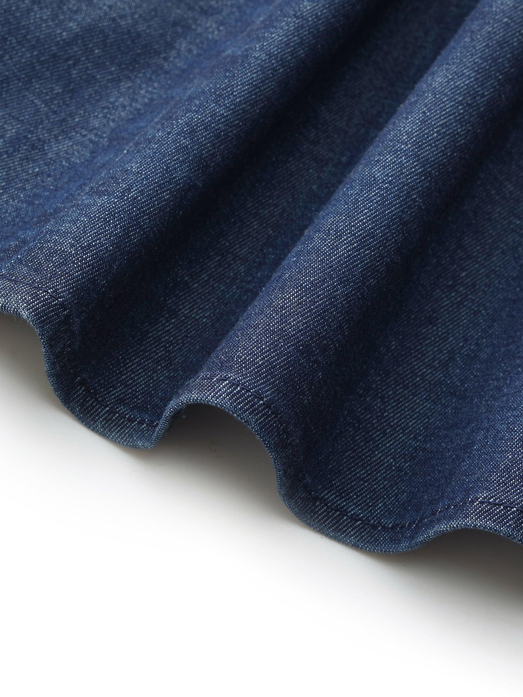 Denim Cap Sleeve Women Midi Dress Product Image