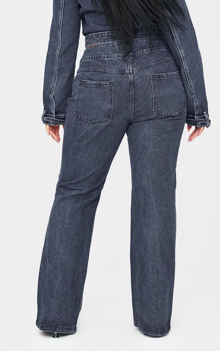 Plus Dark Indigo White Bleached Front Flared Jeans Product Image