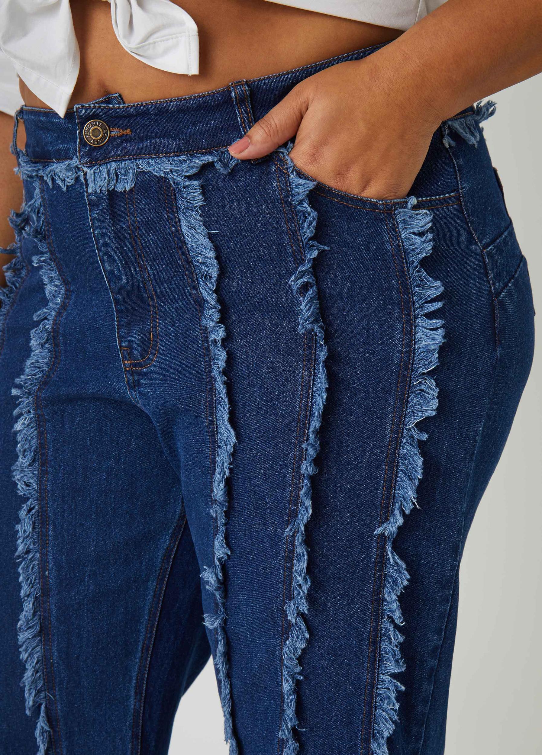 Frayed Straight Leg Jeans Product Image