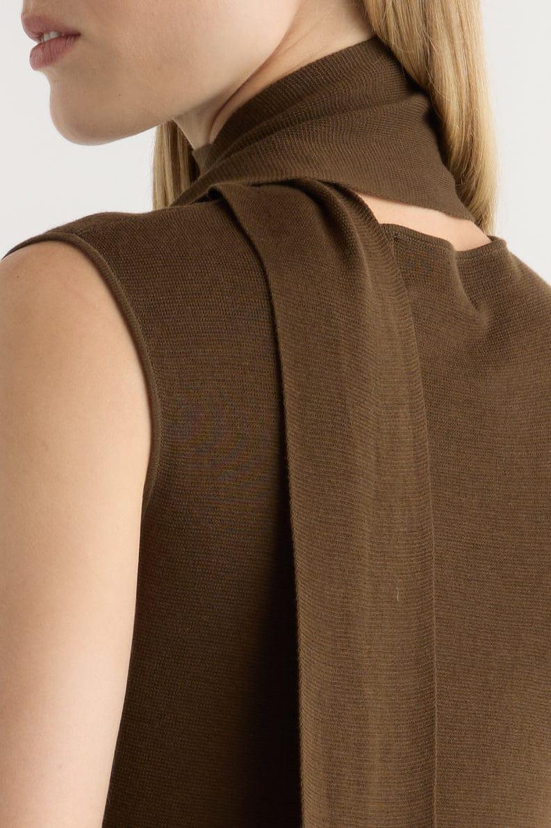 Demi Scarf-Neck Cotton-Silk Knit Top Product Image