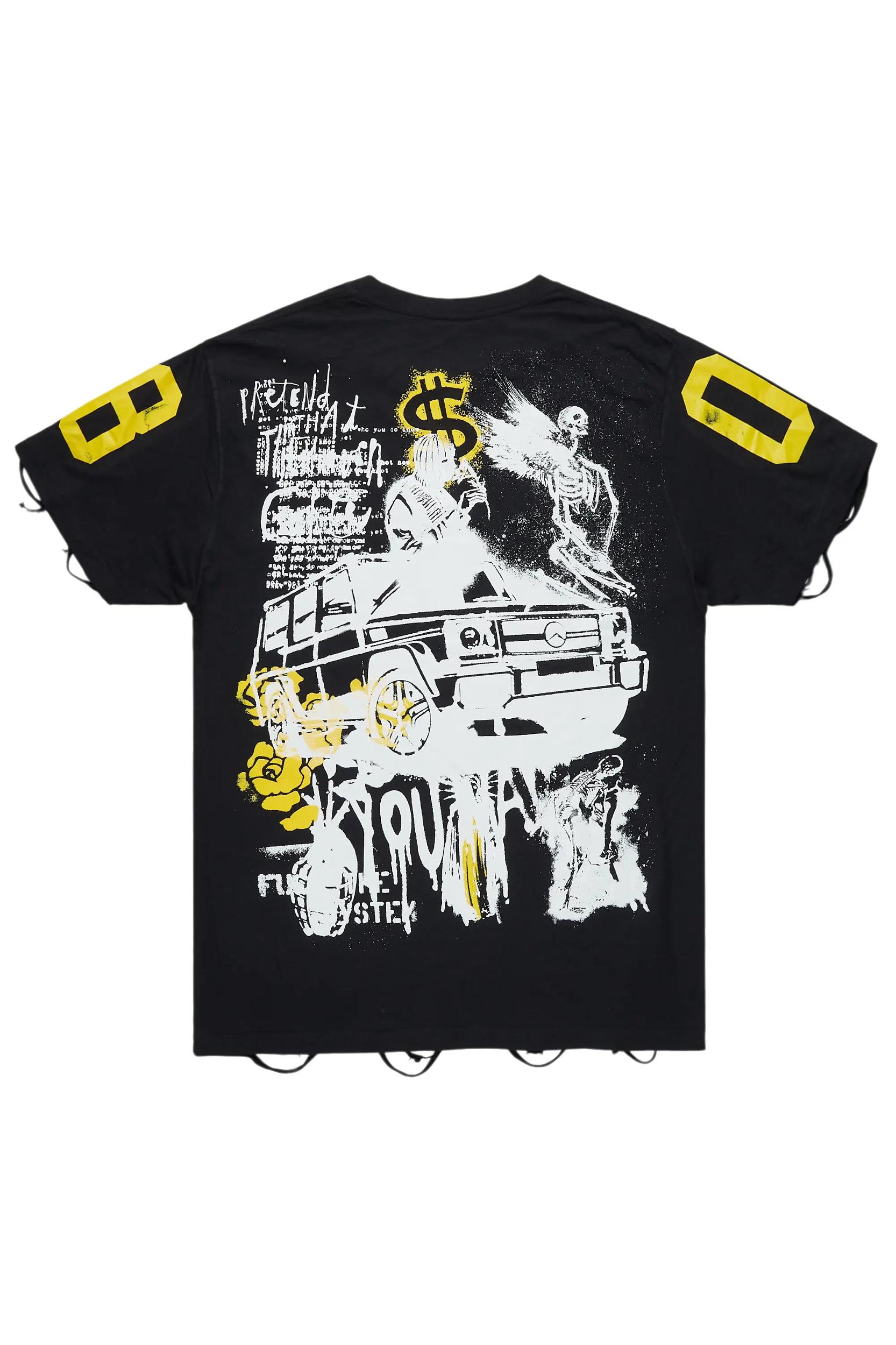 Kammile Black/Yellow Oversized T-Shirt Female Product Image