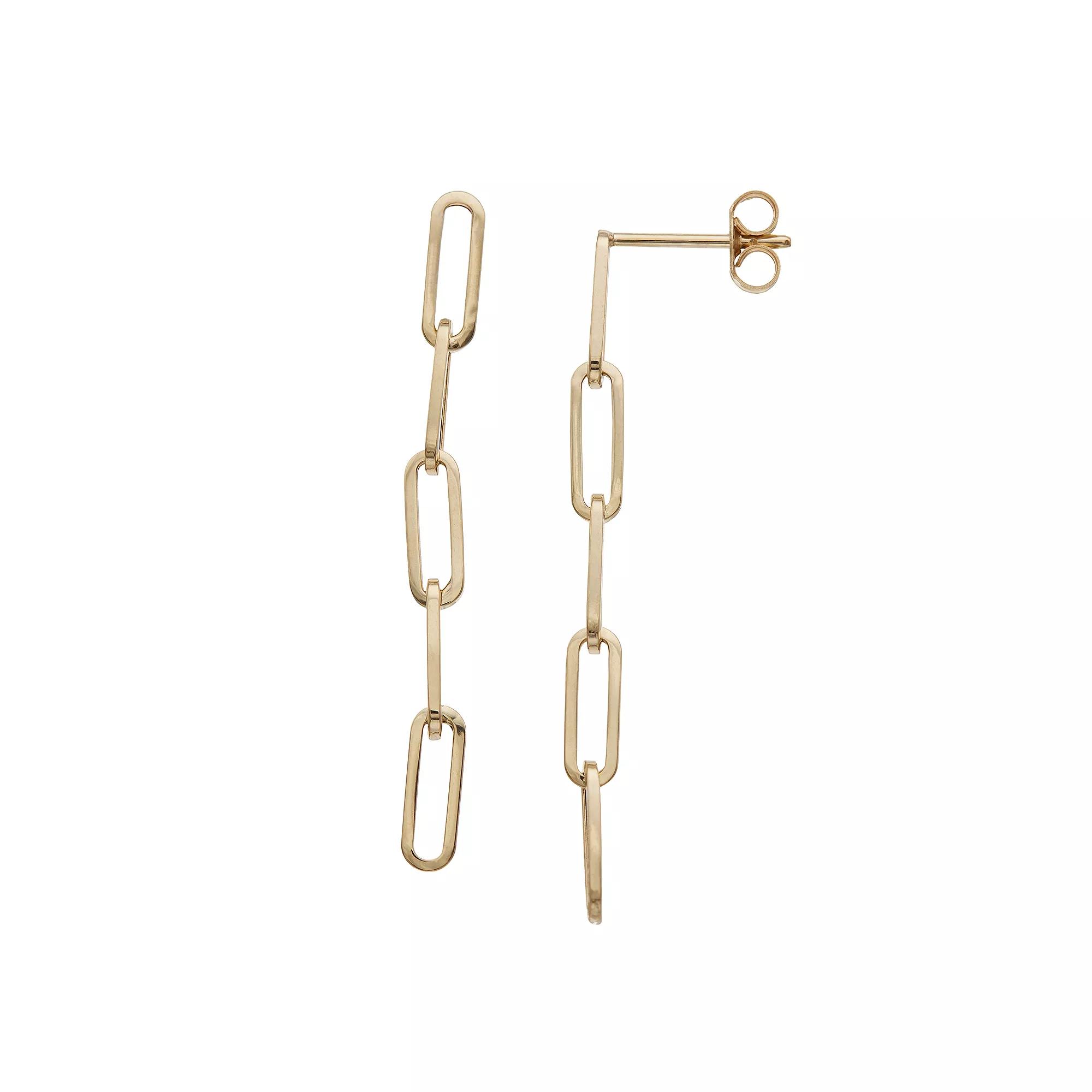 Au Naturale 14k Gold Paper Clip Drop Earrings, Women's, Yellow Product Image