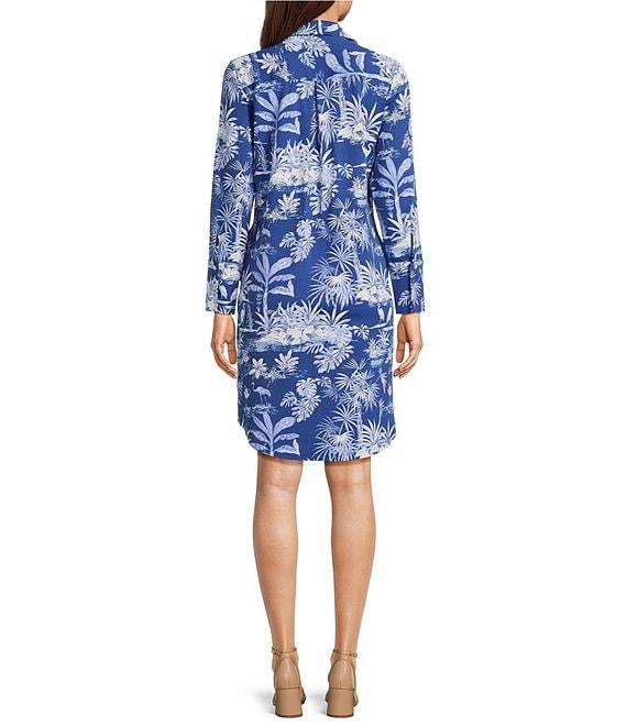 J.McLaughlin Charlee Knit Catalina Cloth Printed Split V-Neck Long Sleeve Dress Product Image