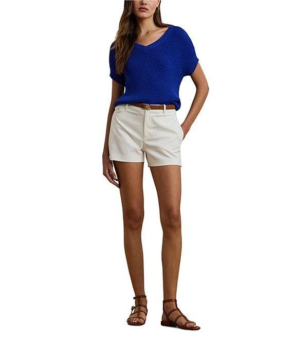 Lauren Ralph Lauren Rib Knit V Neck Short Dolman Sweater Product Image