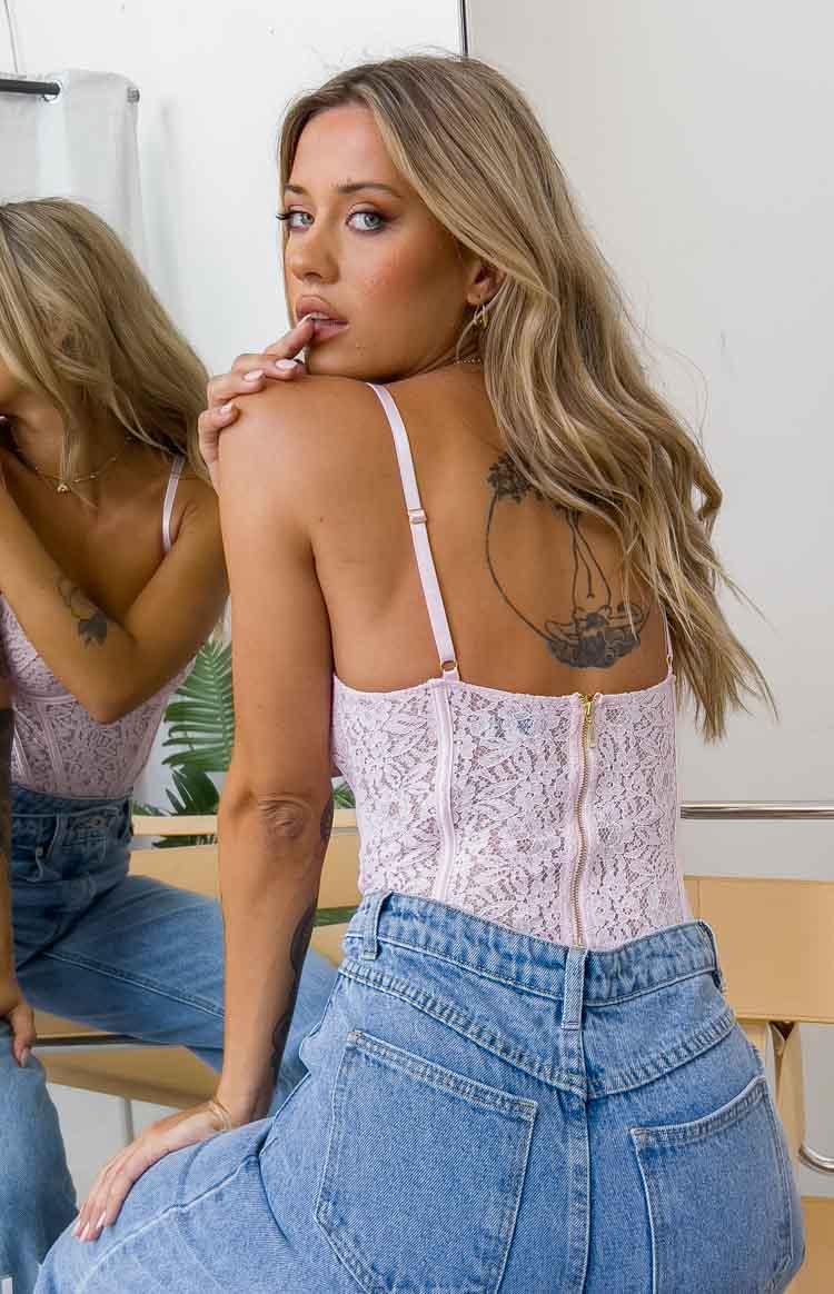 Louisa Pink Lace Corset Top Product Image
